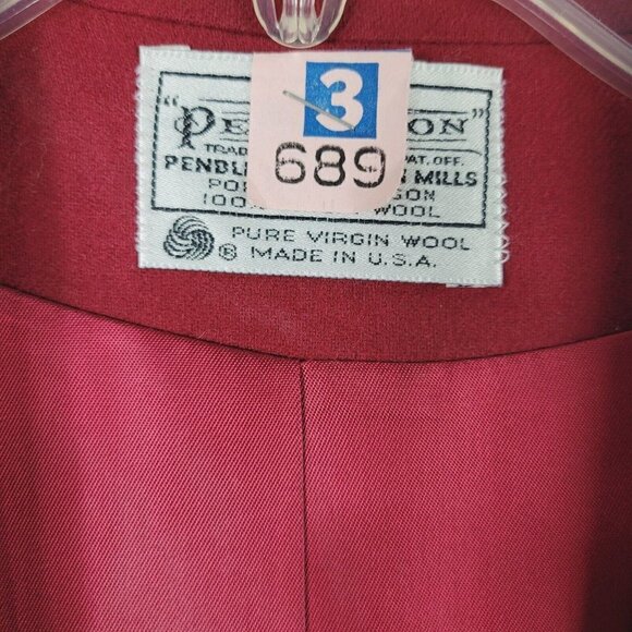 Vtg Pendleton Red Suit Blazer Sz 12 Fall Winter Wool Single Breasted Wool Mark - Picture 4 of 8
